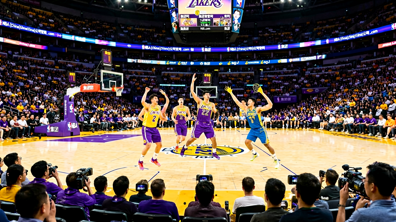 NBA常规赛湖人队主场对阵勇士队的比赛现场
